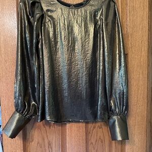 Express Boxy Green Puff Sleeve Blouse